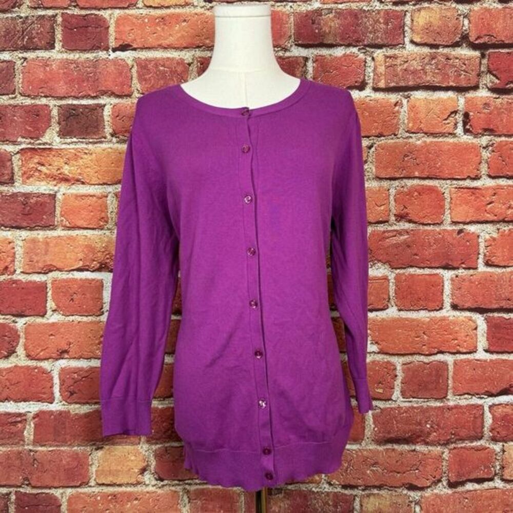East 5th Long Sleeve Button Down Purple Sweater‎ Hollyhock Women's Size XL NWT